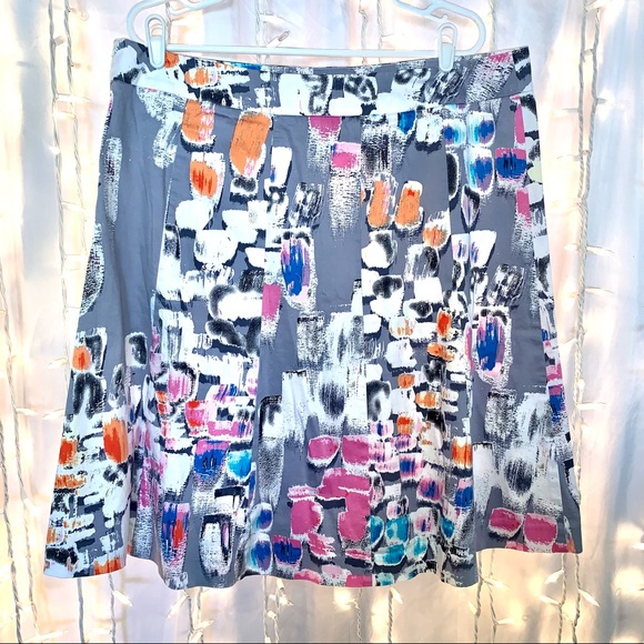 LANE BRYANT ⭐️ Gray Watercolor Cotton Panel Skirt - Picture 8 of 9